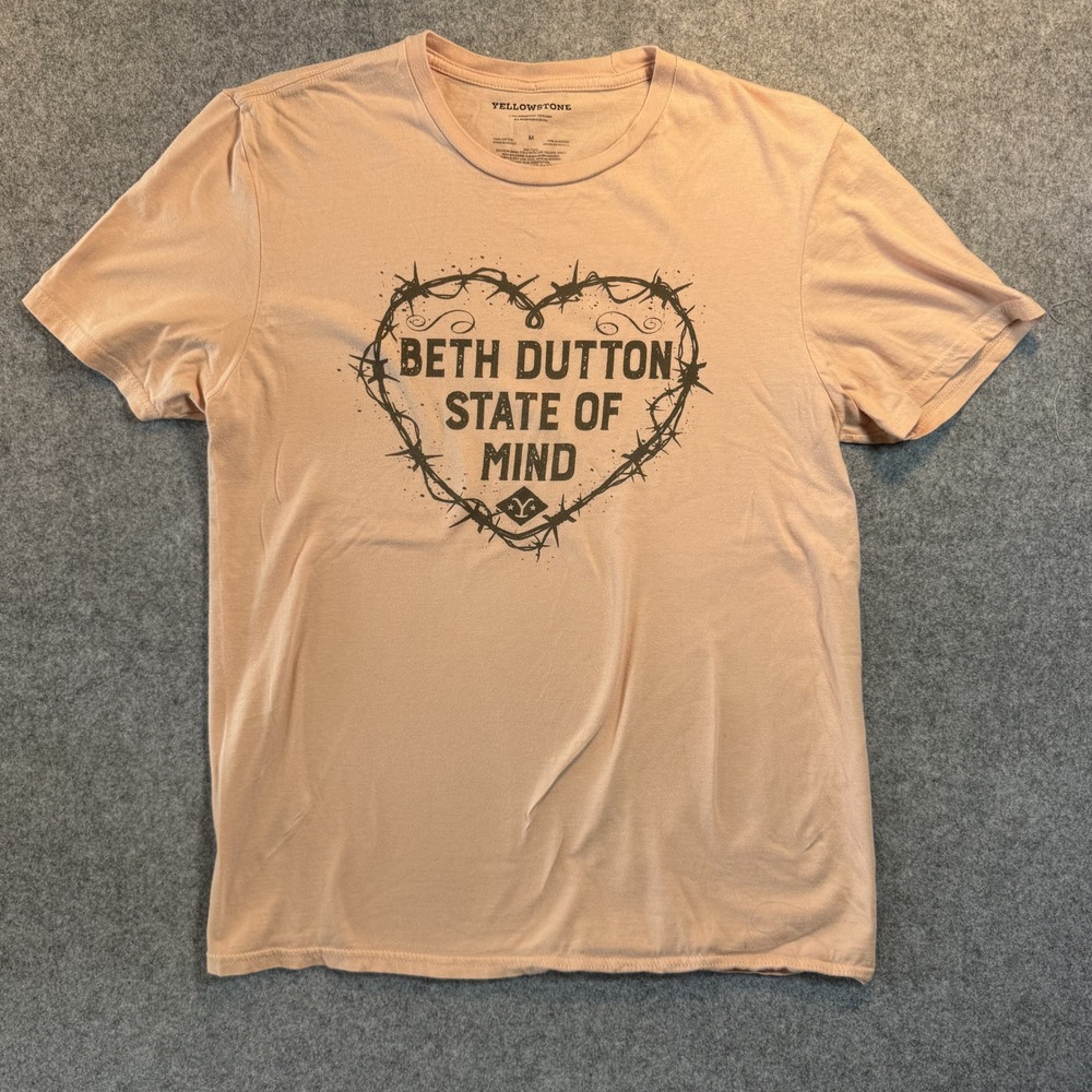 Yellowstone Beth Dutton State of Mind T-Shirt‎ Medium Peach Graphic Cotton Tee